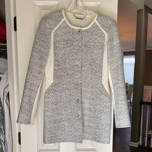 WHBM Size 8 Chic Gray and Cream coat, fully lined.